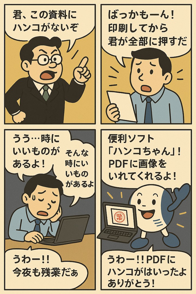 ハンコちゃんの4コマ漫画